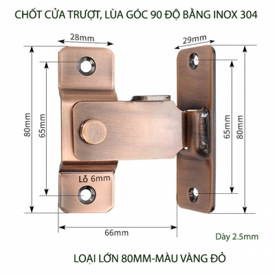 chot cua goc 90 do, bang inox 304