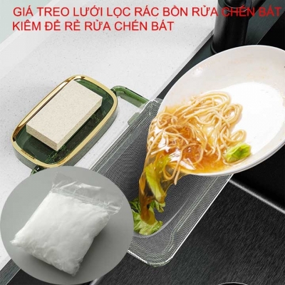Giá treo lưới lọc rác gắn chậu bếp