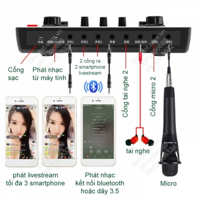 micro hat karaoke va livestream ban hang