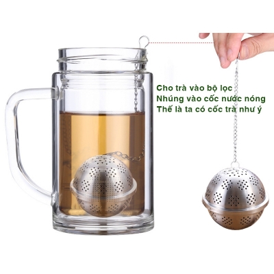 Dụng cụ lọc pha trà hình cầu D73mm làm bằng Inox 304 đục lỗ