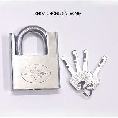 Khóa chống cắt bằng thép cứng 6 cm kèm 4 chìa khóa