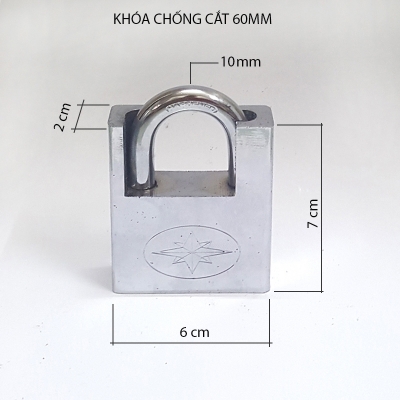 Khóa chống cắt bằng thép cứng 6 cm kèm 4 chìa khóa