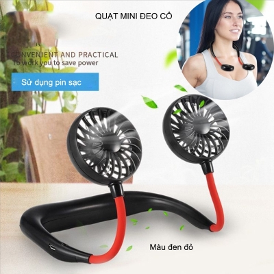 Quạt thể thao mini đeo cổ sử dụng pin sạc QTT01