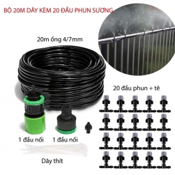 Bộ 20 đầu (béc) phun sương kèm 20m ống PVC 4/7mm và phụ kiện đấu nối
