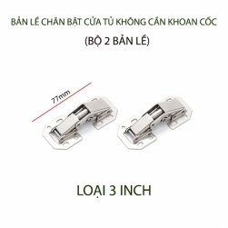 Bộ 02 Bản lề cửa tủ thể hệ mới không cần khoan cốc, loại 3 inch
