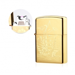 Bật Lửa Sạc Điện Khắc Hình Cánh Buồm - Pin sạc(Vàng)