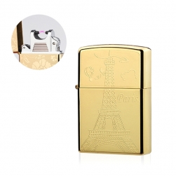 Bật Lửa Sạc Điện Khắc Hình Tháp Eiffel - pin sạc (Vàng)