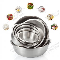 Bát-tô bằng inox 304 trộn bột làm bánh, để đồ ăn đa năng loại D20
