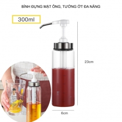 Bình đựng mật ông, sốt cà chua, tương ớt đa năng với vòi xịt thông minh HYP01-300ml