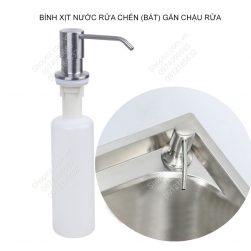 Bình đựng và xịt dầu rửa chén bát gắn chậu bếp, đầu xịt bằng inox 304