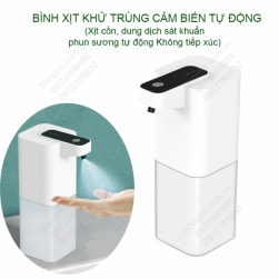 Bình xịt tay khử trùng cảm biến tự động, dùng pin sạc, xịt phun sương dung dịch khử trùng 400ml
