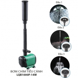 Máy bơm chìm LQB1000-220V14W không chổi than có đầu phun hình lá sen cho tiểu cảnh, hòn non bộ, bể cảnh