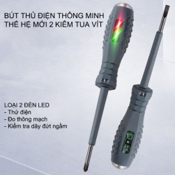 Bút thử điện thông minh thế hệ mới 02, với 2 đèn xanh đỏ, tua vít từ tính, kiểm tra dây điện đứt ngầm, đo thông mạch (M886)