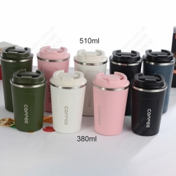 Cốc ly uống cà phê bằng inox 304 loại 2 lớp, chuyên uống cà phê, uống trà đa năng có nắp thông minh kín nước