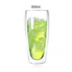 Cốc (ly) thủy tinh 2 lớp giữ nhiệt uống trà và cafe 650ml