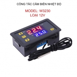 Công tắc thông minh cảm biến nhiệt độ W3230, điện áp 12V màn hình kỹ thuật số, đầu cảm biến rời, lắp âm