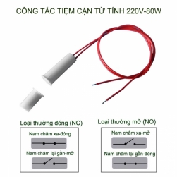 Công tắc tiện cận từ tính trụ tròn SF048RA 220V-80W, thường đóng-thường mở tùy chọn (đóng mở bằng nam châm)
