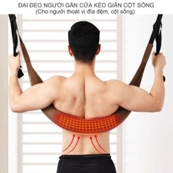 Đai kéo giãn cột sống cánh gắn cửa đi, dùng cho người thoát vị đĩa đệm, đau lưng, thoái hóa cột sống