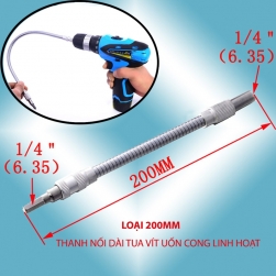 Thanh nối dài tua vít uốn cong linh hoạt, đầu lục giác 6.35 (dài 20cm)
