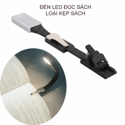 Đèn led đọc sách kẹp trang sách loại tốt dùng pin sạc, ánh sáng 3 màu