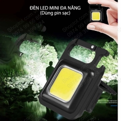 Đèn led mini siêu sáng dùng pin sạc kiêm móc khóa, mở nắp chai đa năng