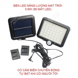 Đèn led năng lượng mặt trời L56M kèm cảm biến chuyển động loại 5.6W-56 mắt led có tán mờ