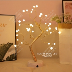 Đèn Led trang trí hình cây để bàn 36 bóng led hình ngọc trai, vừa làm đèn trang trí vừa làm đèn ngủ