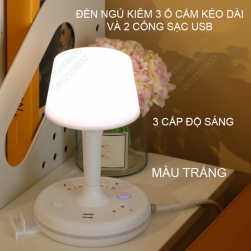 Đèn ngủ kiêm ổ cắm điện kéo dài 1.8m, cổng sạc USB 2A và giá đỡ điện thoại