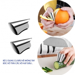Bộ 2 dụng cụ bóc vỏ đậu, vỏ quả, bảo vệ ngón tay khi cắt, thái đồ ăn HSQ2