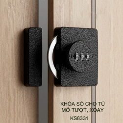 Khóa số tủ, ngăn kéo bàn đa năng thế hệ mới, mở xoay, trượt, không cần khoan lỗ (KS8331)