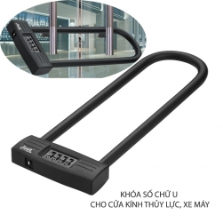 Khóa số chữ U móc dài chống trộm JS285 cho cửa kính, xe máy – loại 4 số có thể thay đổi được mã số