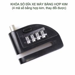 Khóa số đĩa chống trộm xe máy bằng hợp kim chắc chắn thế hệ mới KD02, 4 mã số có thể thay đổi