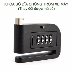 Khóa số đĩa chống trộm xe máy bằng hợp kim thế hệ mới, 4 mã số có thể thay đổi