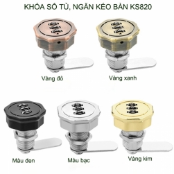 Khóa số ngăn kéo bàn, tủ, bằng hợp kim nhiều kích cỡ tùy chọn 25-30mm, 03 mã số có thể thay đổi được (KS820)