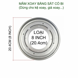 01 Mâm xoay kệ sách, bàn, tủ đa năng bằng thép chống gỉ, có bi (Loại 8 Inch-204mm)