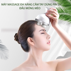 Máy massage cổ, đầu, vai gáy, chân đa năng, đầu masssge móng mèo bằng silicon, pin sạc