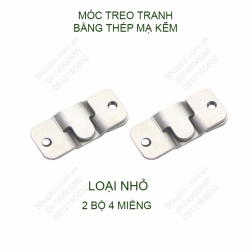 2 Bộ (4 miếng) móc treo tranh bằng thép mạ kẽm chống gỉ, loại nhỏ