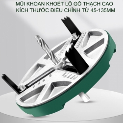 Mũi khoét lỗ thạch cao, gỗ, nhựa đa năng điều chỉnh độ lớn từ 45-130mm