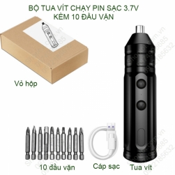 Bộ tua vít mini chạy pin sạc 3.7V kèm 10 đầu vặn