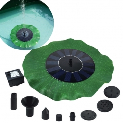 Máy bơm chìm mini kèm tấm pin mặt trời hình tròn gắn liền JT160F1.S28 có lá sen 28cm cho đài phum nước mini, bể cảnh