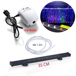 Bộ đèn LED đổi màu bể cá dài 35cm có đầu sủi bọt kèm máy tạo khí oxy cho bể cá