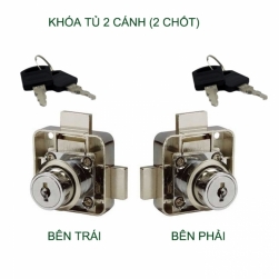 Khóa cửa tủ 2 cánh mở xoay (dài 22mm, kèm 2 chìa khóa)