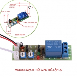 Module mạch thời gian trễ relay timer JK11 tự động tắt, bật theo chu kỳ lặp lại, hoặc 1 lần